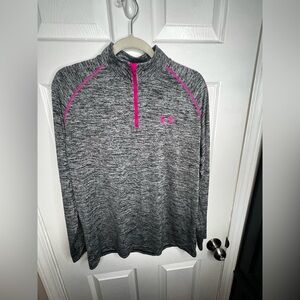 Under Armour Men’s Medium Heat Gear Loose Fit 1/4 Zip Long Sleeve Gray Top M